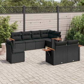 8-teiliges Gartensofa-Set und schwarze synthetische Rattankissen von , Gartensets - Ref: Foro24-3227000, Preis: 566,47 €, Rab...