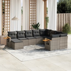 10-teiliges Gartensofa-Set mit grauen synthetischen Rattankissen von , Gartensets - Ref: Foro24-3259561, Preis: 657,28 €, Rab...