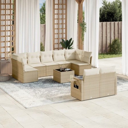 Gartensofa-Set mit beigen Kissen, 10-teilig, synthetisches Rattan von , Gartensets - Ref: Foro24-3252965, Preis: 850,28 €, Ra...