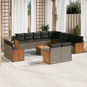 14-piece garden sofa set with gray synthetic rattan cushions by , Garden sets - Ref: Foro24-3260618, Price: 1,00 €, Discount: %