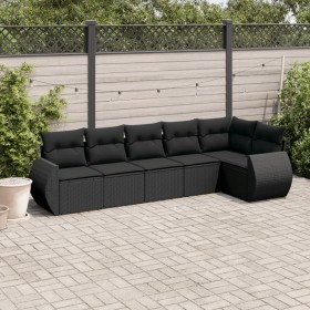 6-teiliges Gartensofa-Set und schwarze synthetische Rattankissen von , Gartensets - Ref: Foro24-3221384, Preis: 419,76 €, Rab...