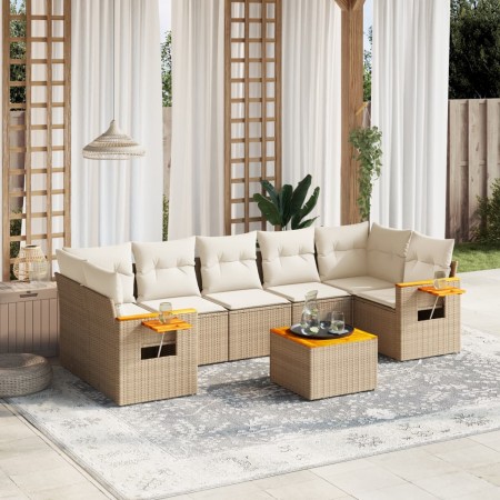 Gartensofa-Set mit beigen Kissen 8 Stück PE-Rattan von , Gartensets - Ref: Foro24-3226653, Preis: 727,11 €, Rabatt: %