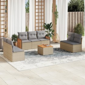 Garden sofa set with beige cushions 8 pcs PE rattan by , Garden sets - Ref: Foro24-3227564, Price: 524,66 €, Discount: %