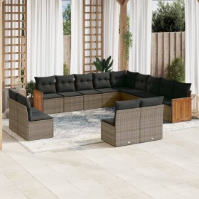 Gartensofa-Set mit Kissen, 13-teilig, graues synthetisches Rattan von , Gartensets - Ref: Foro24-3228167, Preis: 860,29 €, Ra...