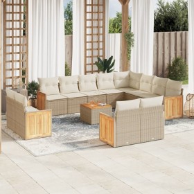 Gartensofa-Set mit Kissen, 13-teilig, beiges synthetisches Rattan von , Gartensets - Ref: Foro24-3228200, Preis: 1,00 €, Raba...