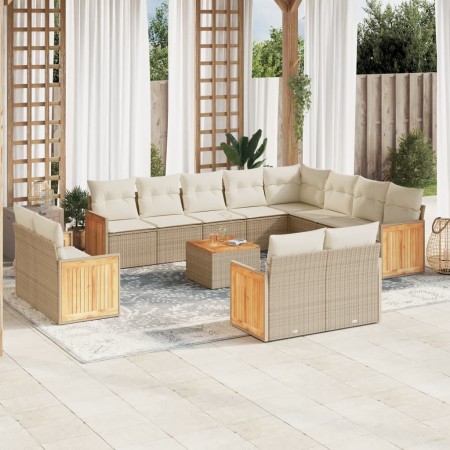 Garden sofa set with cushions 13 pieces beige synthetic rattan by , Garden sets - Ref: Foro24-3228200, Price: 1,00 €, Discoun...