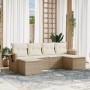 Gartensofa-Set mit Kissen, 6-teilig, beiges synthetisches Rattan von , Gartensets - Ref: Foro24-3252855, Preis: 456,40 €, Rab...