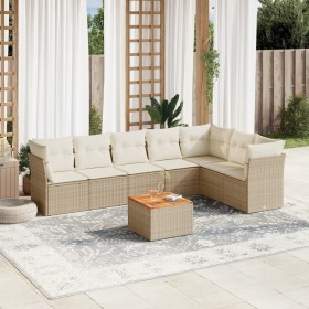 Gartensofa-Set mit beigen Kissen 8 Stück PE-Rattan von , Gartensets - Ref: Foro24-3223678, Preis: 621,67 €, Rabatt: %