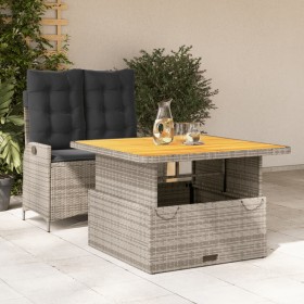 2-teilige Garten-Essgruppe mit grauen Kissen aus synthetischem Rattan von , Gartensets - Ref: Foro24-3277463, Preis: 354,54 €...