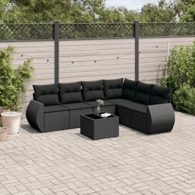 7-teiliges Garten-Essset und schwarze Kissen aus synthetischem Rattan von , Gartensets - Ref: Foro24-3221414, Preis: 476,44 €...