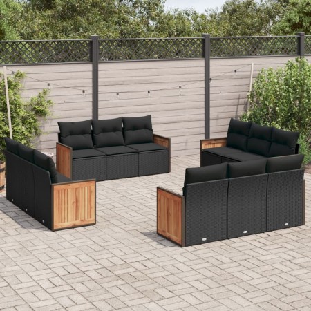 Garden sofa set 12 pieces with black synthetic rattan cushions by , Garden sets - Ref: Foro24-3227511, Price: 925,05 €, Disco...