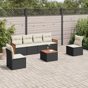 7-teiliges Garten-Essset und schwarze Kissen aus synthetischem Rattan von , Gartensets - Ref: Foro24-3227547, Preis: 434,99 €...