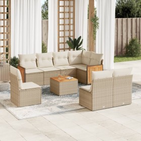 9-teiliges Gartensofa-Set mit beigen synthetischen Rattankissen von , Gartensets - Ref: Foro24-3227731, Preis: 654,99 €, Raba...