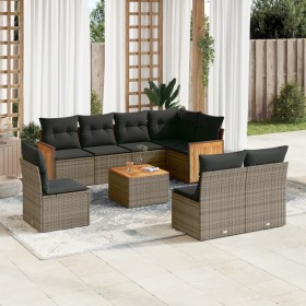 9-piece garden furniture set and gray synthetic rattan cushions by , Garden sets - Ref: Foro24-3227733, Price: 551,99 €, Disc...