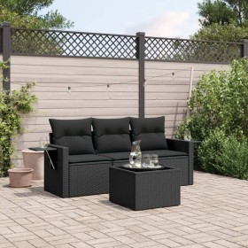 4-teilige Gartensofagarnitur mit schwarzen synthetischen Rattankissen von , Gartensets - Ref: Foro24-3252202, Preis: 367,48 €...