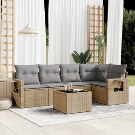 Gartensofa-Set mit Kissen, 6-teilig, beiges synthetisches Rattan von , Gartensets - Ref: Foro24-3252476, Preis: 503,94 €, Rab...