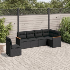 6-teiliges Gartensofa-Set und schwarze synthetische Rattankissen von , Gartensets - Ref: Foro24-3258415, Preis: 433,99 €, Rab...