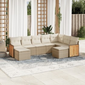 9-teiliges Gartensofa-Set mit beigen synthetischen Rattankissen von , Gartensets - Ref: Foro24-3228221, Preis: 696,99 €, Raba...