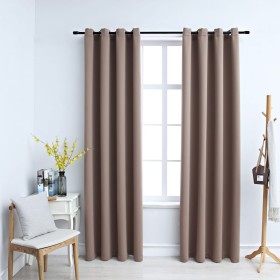 Blackout curtains with metal rings 2 pcs taupe 140x245 cm by vidaXL, Curtains and curtains - Ref: Foro24-134436, Price: 32,84...