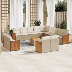 Set sofás de jardín 14 pzas con cojines ratán sintético beige de , Conjuntos de jardín - Ref: Foro24-3228214, Precio: 1,00 €,...