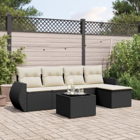 6-teiliges Gartensofa-Set und schwarze synthetische Rattankissen von , Gartensets - Ref: Foro24-3221295, Preis: 387,37 €, Rab...