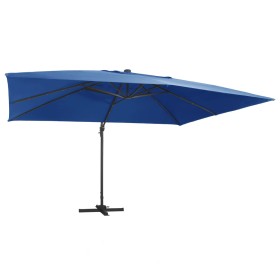 Cantilever umbrella LED lights and blue aluminum pole 400x300 cm by vidaXL, Umbrellas - Ref: Foro24-47009, Price: 321,99 €, D...