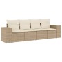 Juego de sofás jardín con cojines 4 pzas ratán sintético beige de , Sofás modulares de exterior - Ref: Foro24-3222277, Precio...