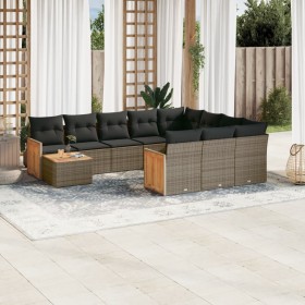 11-piece garden sofa set and gray synthetic rattan cushions by , Garden sets - Ref: Foro24-3228048, Price: 698,32 €, Discount: %