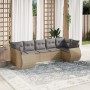 Set aus 7-teiligen Gartensofas und Kissen, synthetisches Rattan, beige von , Modulare Sofas für den Außenbereich - Ref: Foro2...