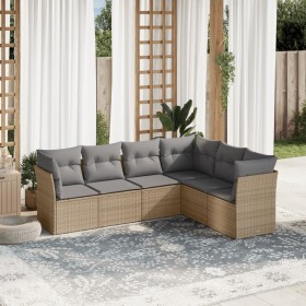 Garden sofa set with 6-piece synthetic rattan beige cushions by , Garden sets - Ref: Foro24-3249518, Price: 405,43 €, Discoun...