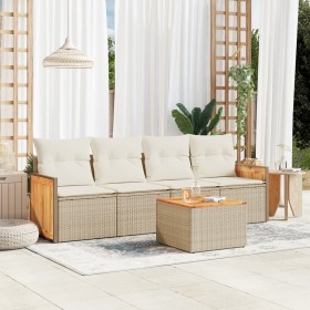 Garden sofa set with 5-piece synthetic rattan beige cushions by , Garden sets - Ref: Foro24-3227458, Price: 383,53 €, Discoun...