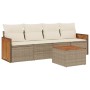 Set Gartensofas mit Kissen 5 Stück synthetisches Rattan beige von , Gartensets - Ref: Foro24-3227458, Preis: 381,42 €, Rabatt: %