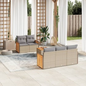 Garden sofa set with 6-piece synthetic rattan beige cushions by , Garden sets - Ref: Foro24-3227466, Price: 463,99 €, Discoun...