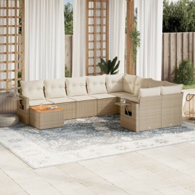 Juego de sofás jardín con cojines beige 10 pzas ratán sintético de , Sofás modulares de exterior - Ref: Foro24-3224728, Preci...