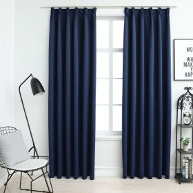 Cortinas opacas con ganchos 2 piezas azul 140x175 cm de vidaXL, Cortinas y visillos - Ref: Foro24-134454, Precio: 29,05 €, De...