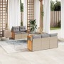 Garden sofa set with cushions 6 pieces beige synthetic rattan by , Garden sets - Ref: Foro24-3259868, Price: 496,74 €, Discou...