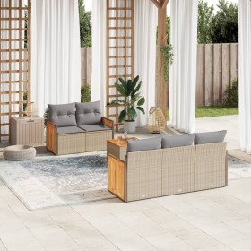 Gartensofa-Set mit Kissen, 6-teilig, beiges synthetisches Rattan von , Gartensets - Ref: Foro24-3259868, Preis: 496,74 €, Rab...