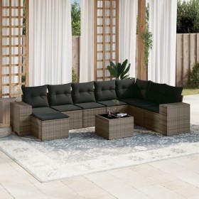 9-piece garden furniture set and gray synthetic rattan cushions by , Garden sets - Ref: Foro24-3222969, Price: 623,98 €, Disc...