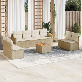 9-teiliges Gartensofa-Set mit beigen synthetischen Rattankissen von , Gartensets - Ref: Foro24-3227577, Preis: 642,93 €, Raba...