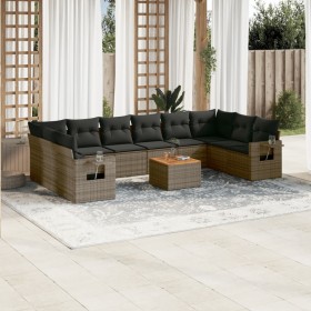 Set de sofás de jardín 11 pzas y cojines ratán sintético gris de , Sofás modulares de exterior - Ref: Foro24-3224737, Precio:...