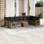 11-teiliges Gartensofa-Set und graue synthetische Rattankissen von , Modulare Sofas für den Außenbereich - Ref: Foro24-322473...