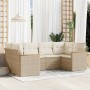 Gartensofa-Set mit Kissen, 6-teilig, beiges synthetisches Rattan von , Gartensets - Ref: Foro24-3258663, Preis: 519,36 €, Rab...