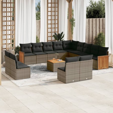 14-teilige Gartensofagarnitur mit grauen synthetischen Rattankissen von , Gartensets - Ref: Foro24-3260576, Preis: 881,74 €, ...