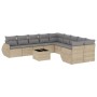 11-teiliges Gartensofa-Set mit beigen synthetischen Rattankissen von , Modulare Sofas für den Außenbereich - Ref: Foro24-3221...