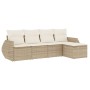 Gartensofa-Set mit Kissen, 5-teilig, beiges synthetisches Rattan von , Gartensets - Ref: Foro24-3253625, Preis: 388,97 €, Rab...