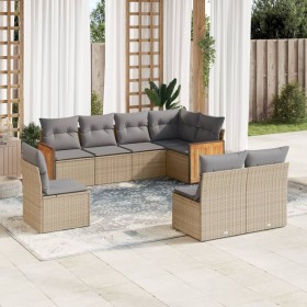 Gartensofa-Set mit beigen Kissen 8 Stück PE-Rattan von , Gartensets - Ref: Foro24-3227725, Preis: 562,13 €, Rabatt: %