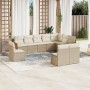 Gartensofa-Set mit beigen Kissen, 10-teilig, synthetisches Rattan von , Gartensets - Ref: Foro24-3227752, Preis: 730,97 €, Ra...