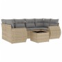 7-teiliges Gartensofa-Set und beigefarbene synthetische Rattankissen von , Gartensets - Ref: Foro24-3221118, Preis: 503,40 €,...