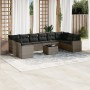 11-piece garden sofa set and gray synthetic rattan cushions by , Garden sets - Ref: Foro24-3219470, Price: 704,27 €, Discount: %