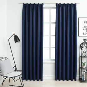 Blackout curtains with hooks 2 units blue 140x245 cm by vidaXL, Curtains and curtains - Ref: Foro24-134456, Price: 34,74 €, D...